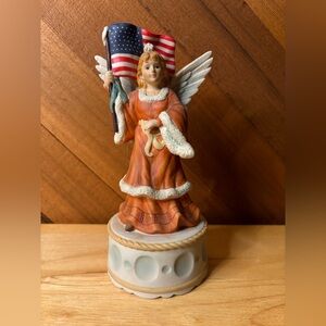 Vintage 1987 Schmid Patriotic Angel Musical Figurine God Bless America